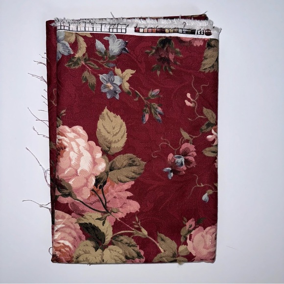 Richloom Brick Red Floral Rose Fabric Woven Home Decor 1 Yard 53.5 Width - Picture 4 of 9